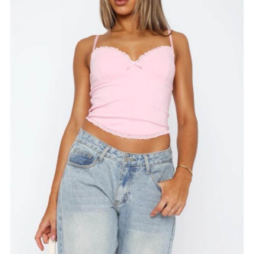 Pink Lace Trim Camisole Top